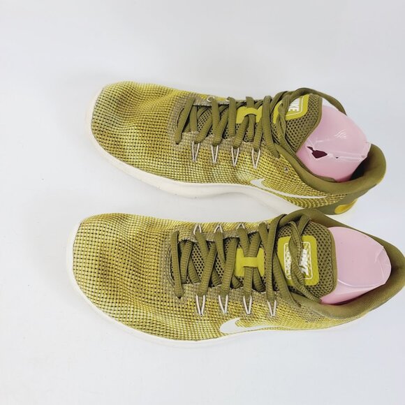 Nike Flex 2018 Men's Olive Flyknit Sail-Peat Moss Low Top Running Shoes Size 10 - Picture 3 of 7